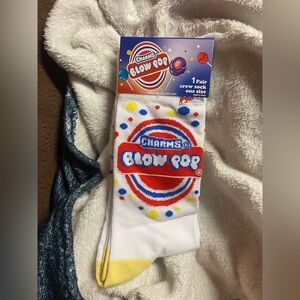 Charms Blow Pop White and Yellow Crew Socks